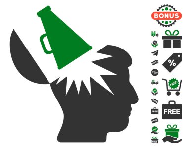 Ücretsiz Bonus ile açık beyin megafon simgesi