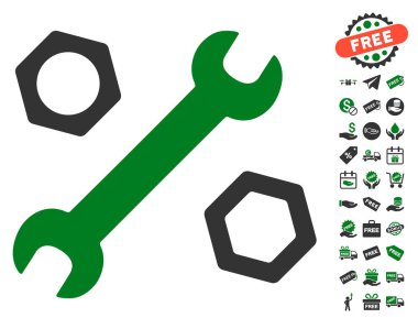 İngiliz anahtarı ve fındık simgesi ücretsiz bonus