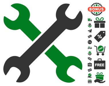 Ücretsiz Bonus simgesiyle yuvalı eğri somun anahtarları