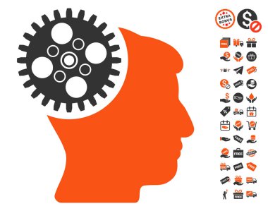 Ücretsiz Bonus ile baş Gearwheel simgesi