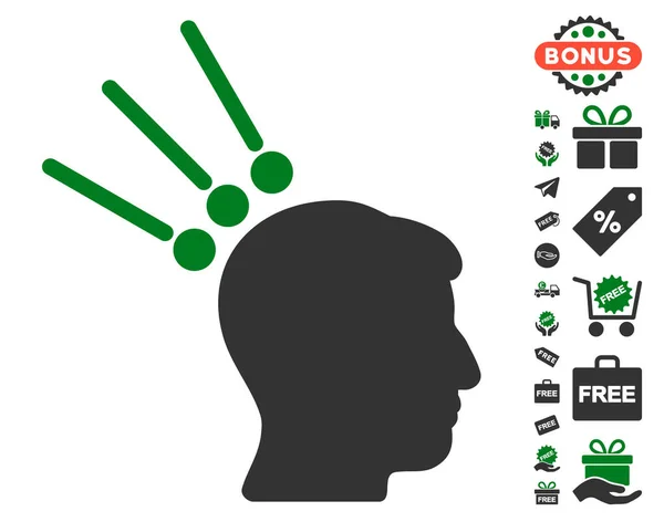 Head Test Connectors Icon With Free Bonus — Stock Vector