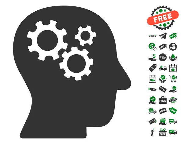 Értelem fogaskerekek ikonra ingyenes bónusz — Stock Vector