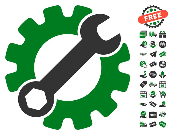 Service-Tools-Symbol mit kostenlosem Bonus — Stockvektor