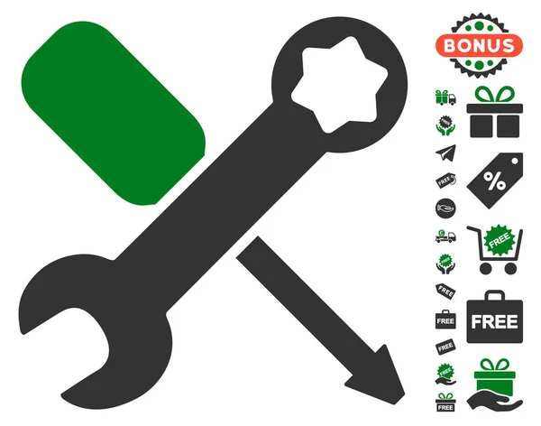 Tools Icon With Free Bonus — Stock Vector