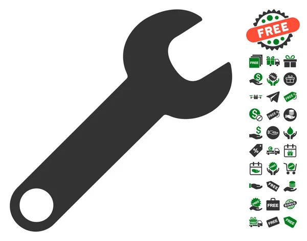 Llave icono con bono gratis — Vector de stock