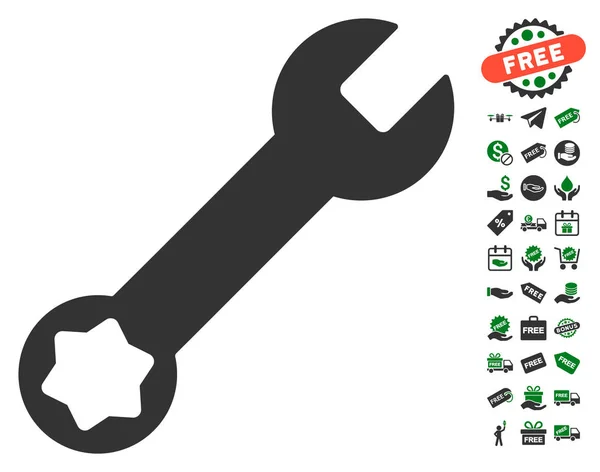Wrench Icon With Free Bonus — Stock Vector