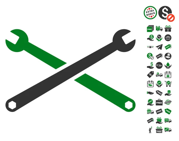 Wrenches Icon With Free Bonus — Stock Vector