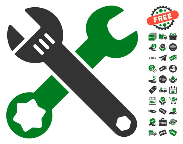 Икона Wrenches с бесплатным бонусом — стоковый вектор