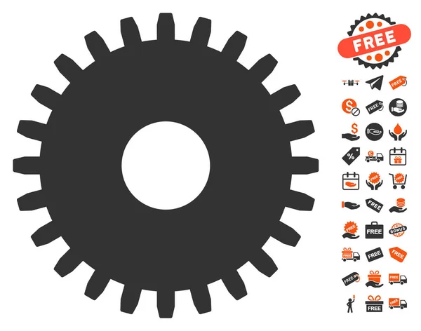 ไอคอน Cogwheel พร้อมโบนัสฟรี — ภาพเวกเตอร์สต็อก