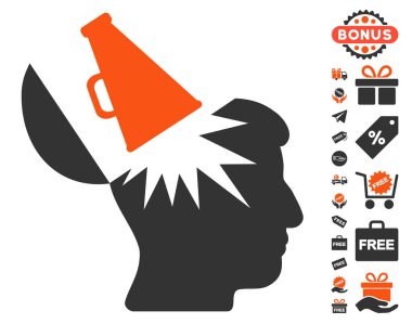 Ücretsiz Bonus ile açık beyin megafon simgesi