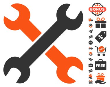 Ücretsiz Bonus simgesiyle yuvalı eğri somun anahtarları