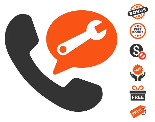 Telefon-Service-Nachricht-Symbol mit kostenlosem Bonus — Stockvektor