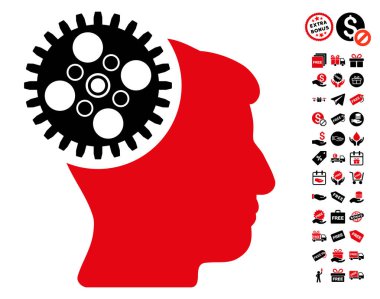 Ücretsiz Bonus ile baş Gearwheel simgesi