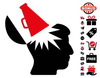Ücretsiz Bonus ile açık beyin megafon simgesi