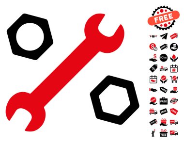 İngiliz anahtarı ve fındık simgesi ücretsiz bonus