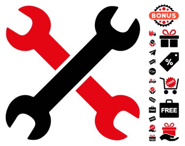 Ücretsiz Bonus simgesiyle yuvalı eğri somun anahtarları