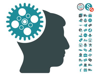 Ücretsiz Bonus ile baş Gearwheel simgesi