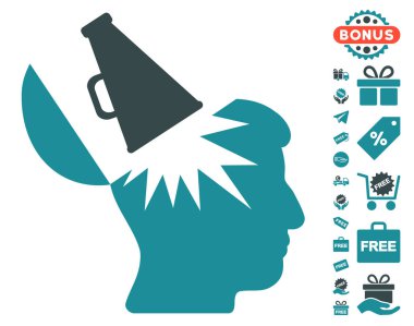 Ücretsiz Bonus ile açık beyin megafon simgesi