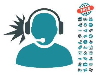 Ücretsiz Bonus ile operatör kulaklık sinyal simgesi