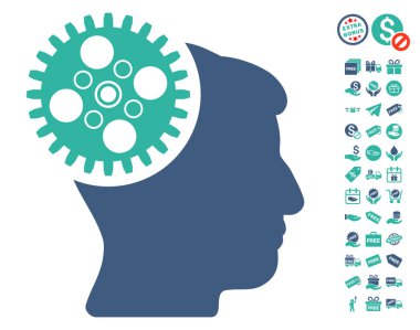 Ücretsiz Bonus ile baş Gearwheel simgesi