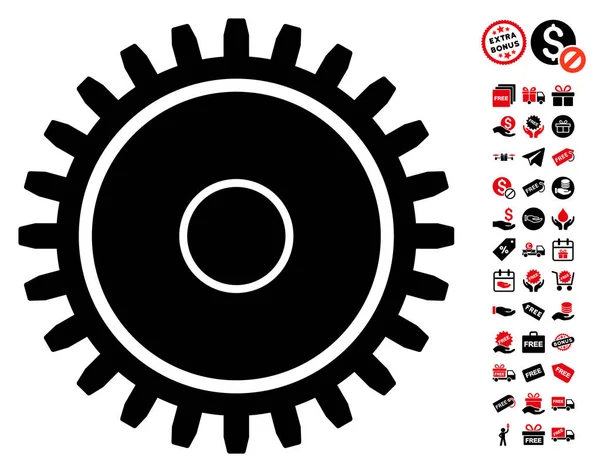 Cogwheel icono con bono gratis — Archivo Imágenes Vectoriales