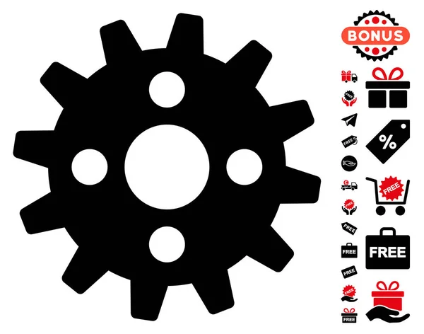 Cogwheel Icon With Free Bonus — Stock Vector