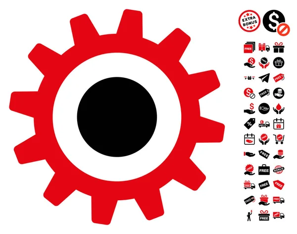 Cogwheel icono con bono gratis — Archivo Imágenes Vectoriales