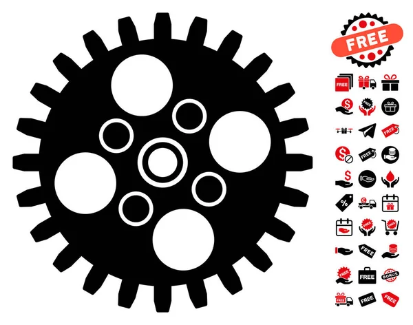 Icône roue dentelle avec bonus gratuit — Image vectorielle