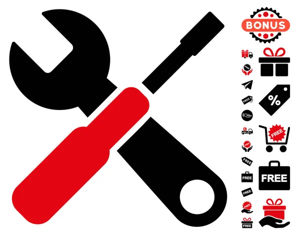 Tools Icon With Free Bonus — Stock Vector