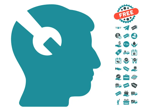 Schraubenschlüssel-Ikone für Kopfchirurgie mit kostenlosem Bonus — Stockvektor