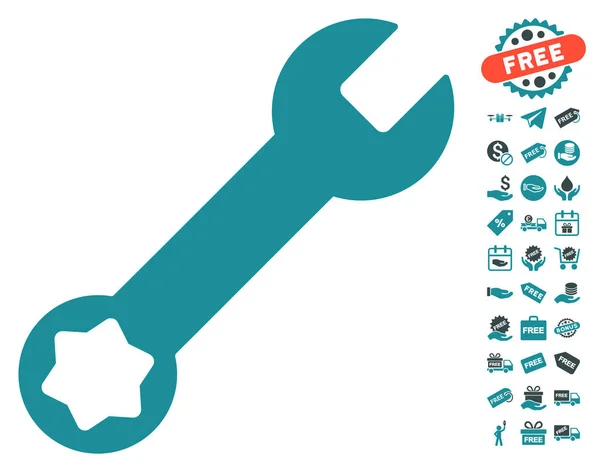 Schraubenschlüssel-Symbol mit kostenlosem Bonus — Stockvektor