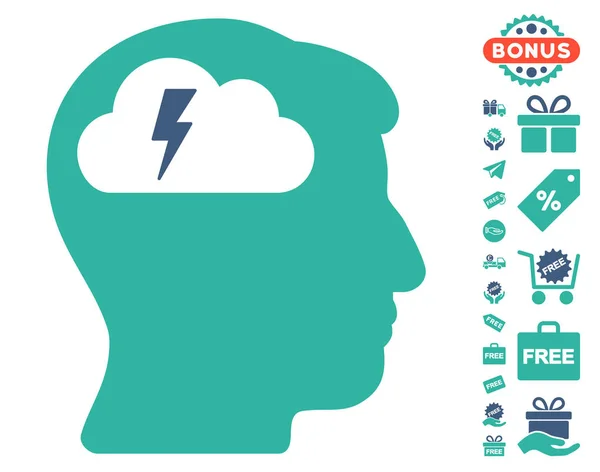 Icono de lluvia de ideas con bono gratis — Vector de stock