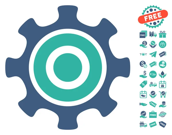 Cogwheel Icon With Free Bonus — Stock Vector