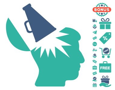 Ücretsiz Bonus ile açık beyin megafon simgesi