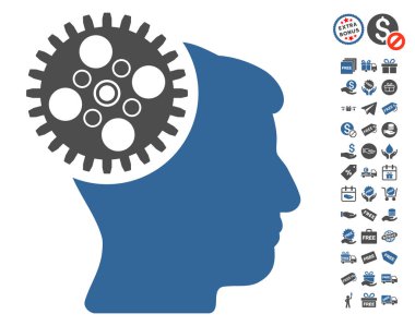 Ücretsiz Bonus ile baş Gearwheel simgesi