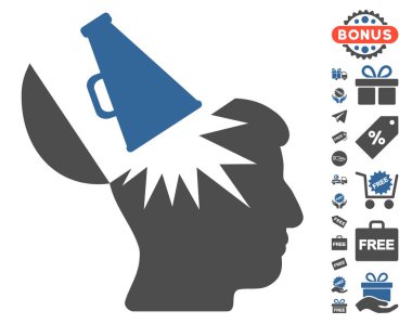 Ücretsiz Bonus ile açık beyin megafon simgesi