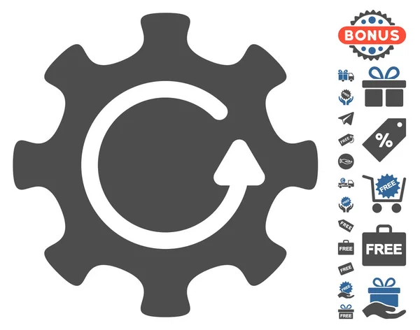 Cog Rotation Direction Icon With Free Bonus — Stock Vector