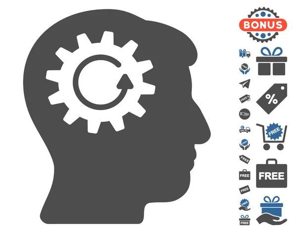 Ícone de rotação de engrenagem principal com bônus grátis — Vetor de Stock