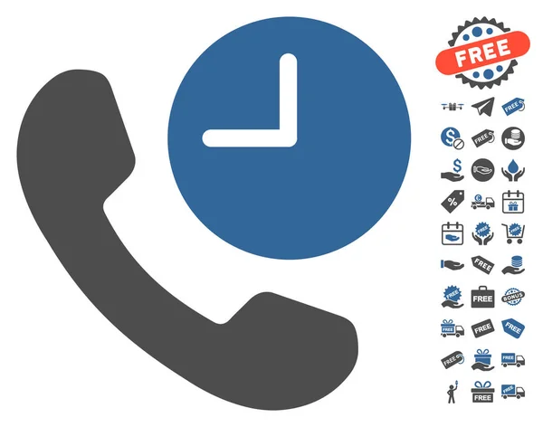 Phone Time Icon With Free Bonus — Stock Vector