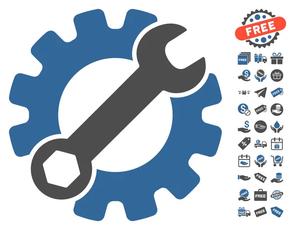 Icono de herramientas de servicio con bono gratis — Vector de stock