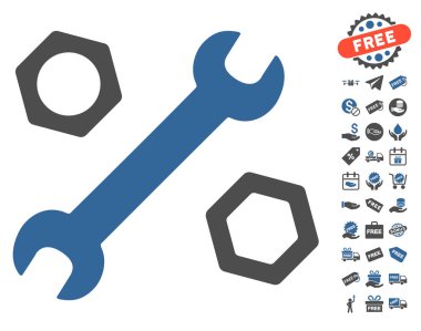 İngiliz anahtarı ve fındık simgesi ücretsiz bonus