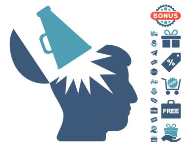 Ücretsiz Bonus ile açık beyin megafon simgesi
