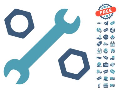 İngiliz anahtarı ve fındık simgesi ücretsiz bonus