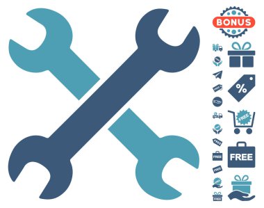 Ücretsiz Bonus simgesiyle yuvalı eğri somun anahtarları