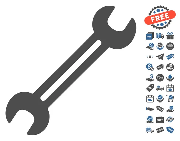 Llave icono con bono gratis — Vector de stock