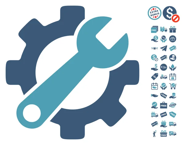 Icono de herramientas de servicio con bono gratis — Archivo Imágenes Vectoriales