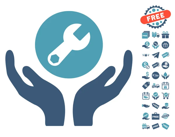 Wrench Maintenance Icon With Free Bonus — Stock Vector