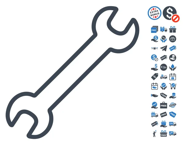 Contour Wrench Icon With Free Bonus — Stock Vector