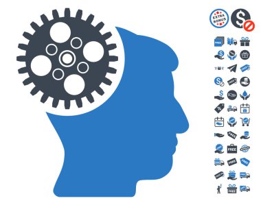 Ücretsiz Bonus ile baş Gearwheel simgesi