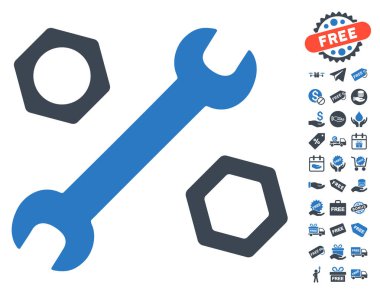 İngiliz anahtarı ve fındık simgesi ücretsiz bonus